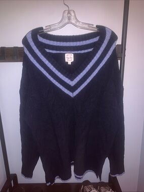 Hippie Rose Navy Sweater with Light Blue V-Stripe